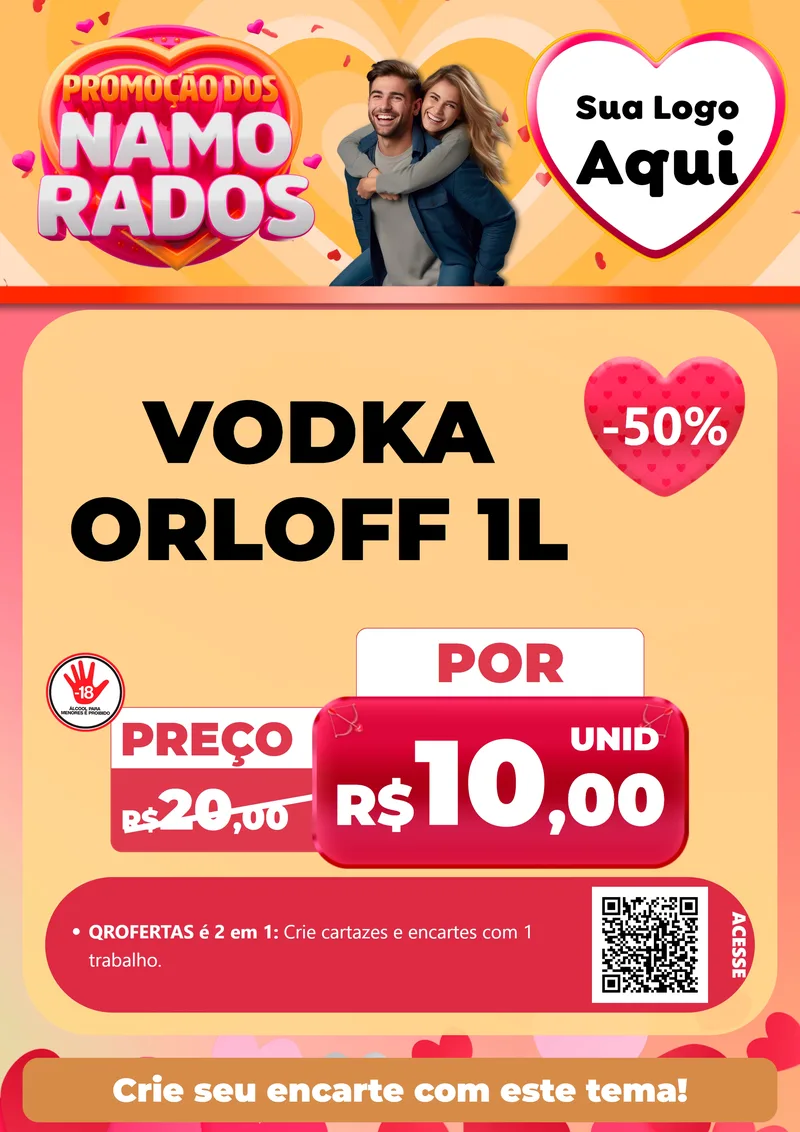 Modelo de Cartaz para Cartaz A4 Vertical com o tema Promoção dos Namorados para Distribuidora de bebidas