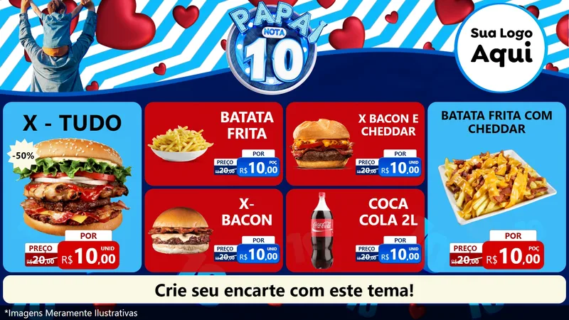 Modelo de TV para TV Horizontal com o tema Papai Nota 10 para Hamburgueria