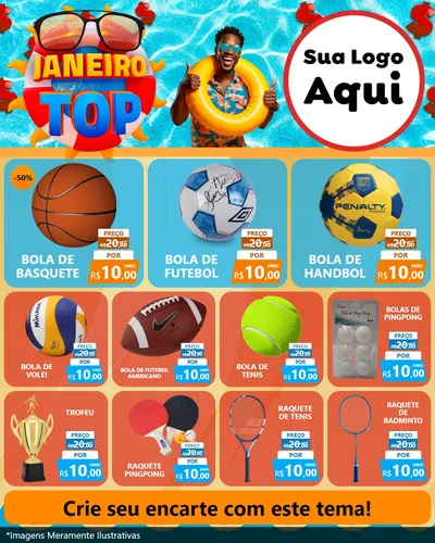 Modelo de Rede Social para Feed Instagram com o tema Janeiro Top para Artigos Esportivos