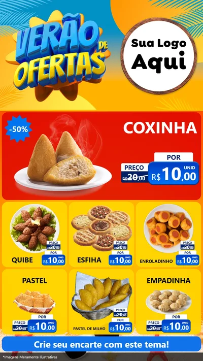 Modelo de Rede Social para Stories com o tema Verão de Ofertas para Salgadaria