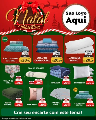 Modelo de Rede Social para Feed Instagram com o tema Natal Imperdível para Cama, Mesa e Banho