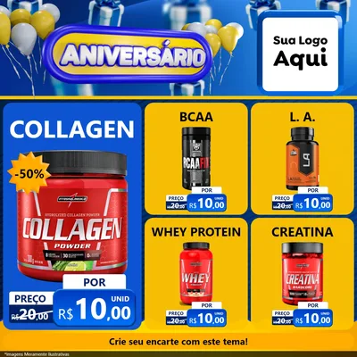 Modelo de Rede Social para Feed Facebook com o tema Aniversário para Suplementos alimentares