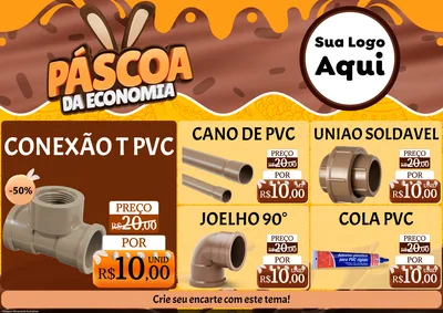 Modelo de Encarte para Encarte A4 Horizontal com o tema Páscoa da Economia para Tubos e conexões