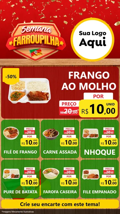 Modelo de Rede Social para Stories com o tema Semana Farroupilha para Restaurante