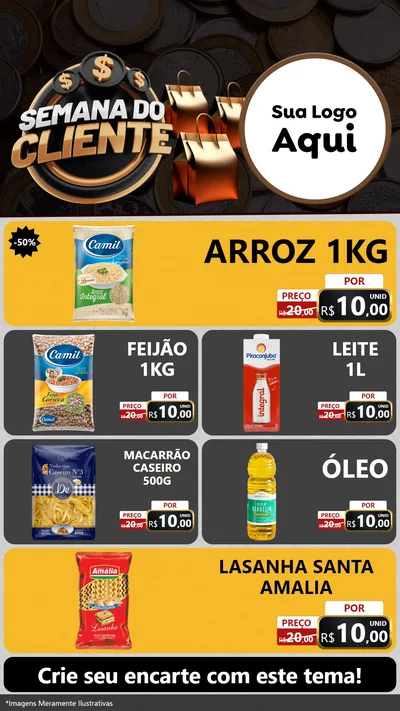 Modelo de TV para TV Vertical com o tema Semana do Cliente para Supermercado