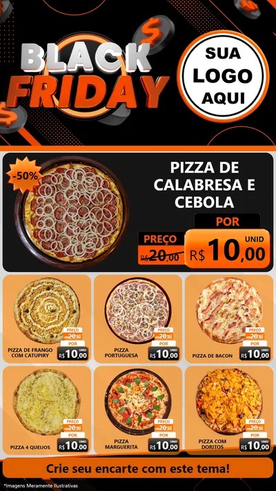 Modelo de Rede Social para Stories com o tema Black Friday para Pizzaria