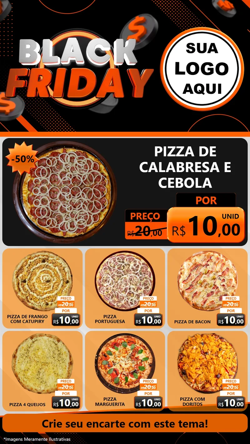 Modelo de Rede Social para Stories com o tema Black Friday para Pizzaria
