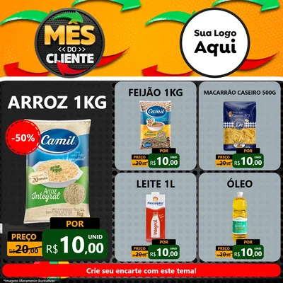 Modelo de Rede Social para Feed Facebook com o tema Mês do Cliente para Supermercado