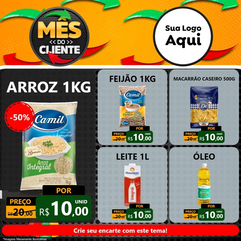 Modelo de Rede Social para Feed Facebook com o tema Mês do Cliente para Supermercado