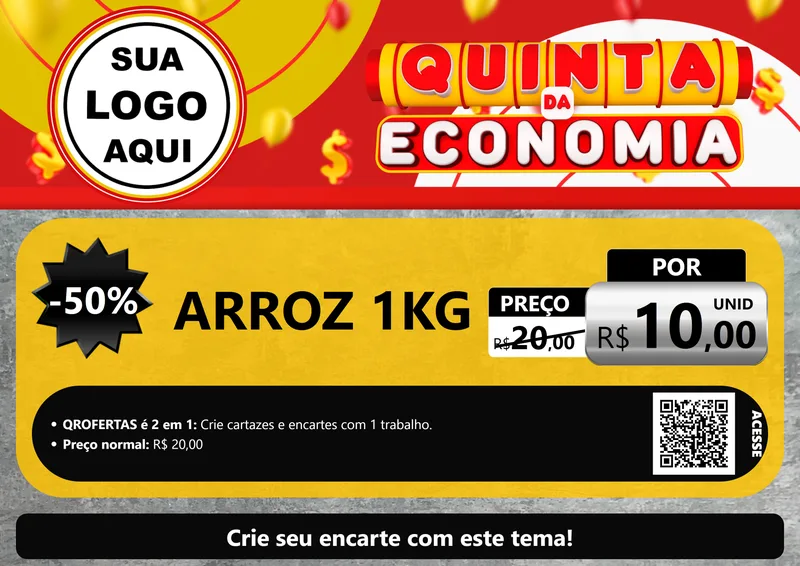 Modelo de Cartaz para Cartaz A4 Horizontal com o tema Quinta da Economia para Supermercado