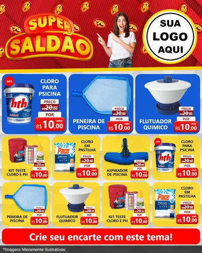 Modelo de Rede Social para Feed Instagram com o tema Super Saldão para Produtos para Piscina