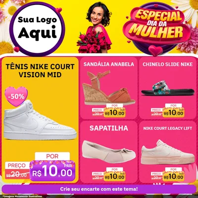 Modelo de Rede Social para Feed Facebook com o tema Especial Dia da Mulher para Calçados