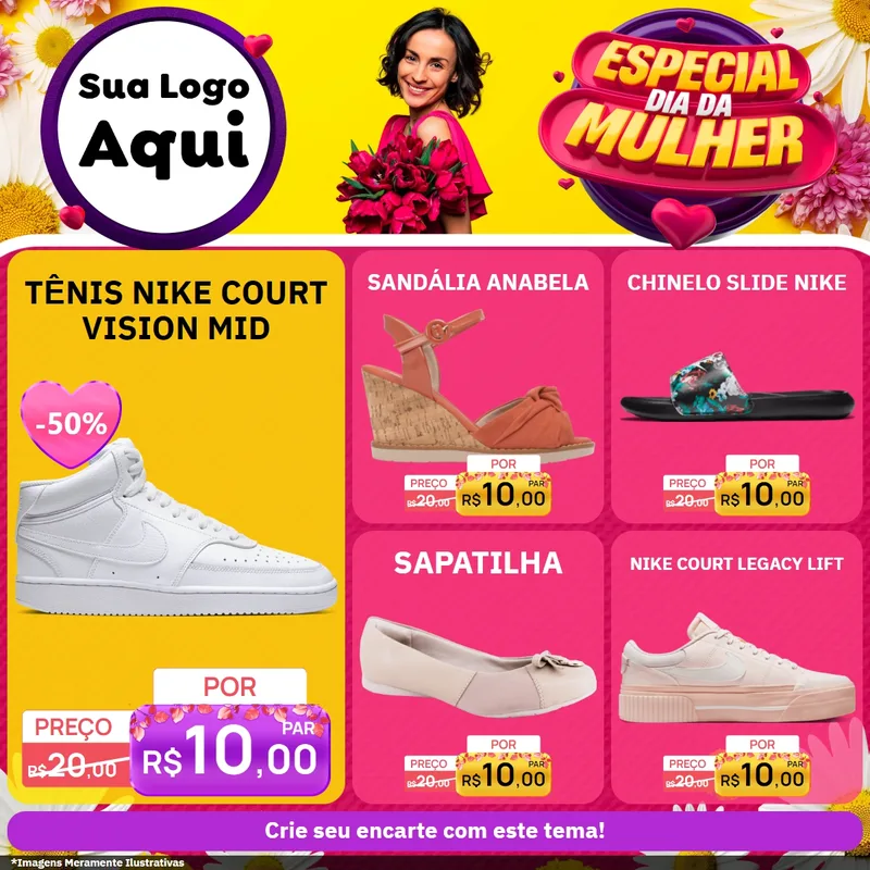 Modelo de Rede Social para Feed Facebook com o tema Especial Dia da Mulher para Calçados