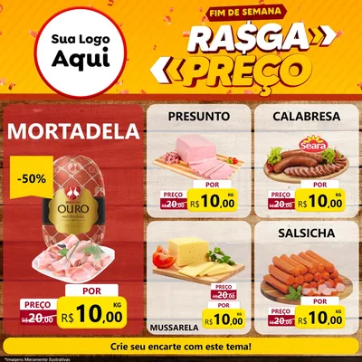 Modelo de Rede Social para Feed Facebook com o tema Fim de Semana Rasga Preços para Frios e Laticínios