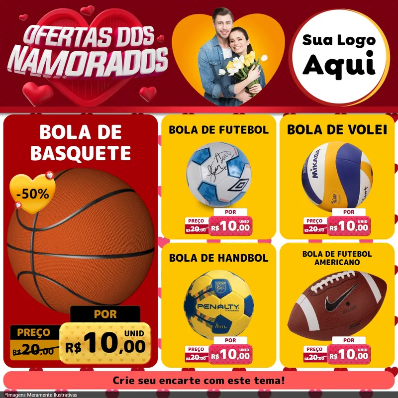 Modelo de Rede Social para Feed Facebook com o tema Ofertas Dos Namorados para Artigos Esportivos