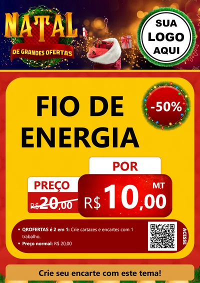Modelo de Cartaz para Cartaz A4 Vertical com o tema Natal de Grandes Ofertas para Materiais Elétricos