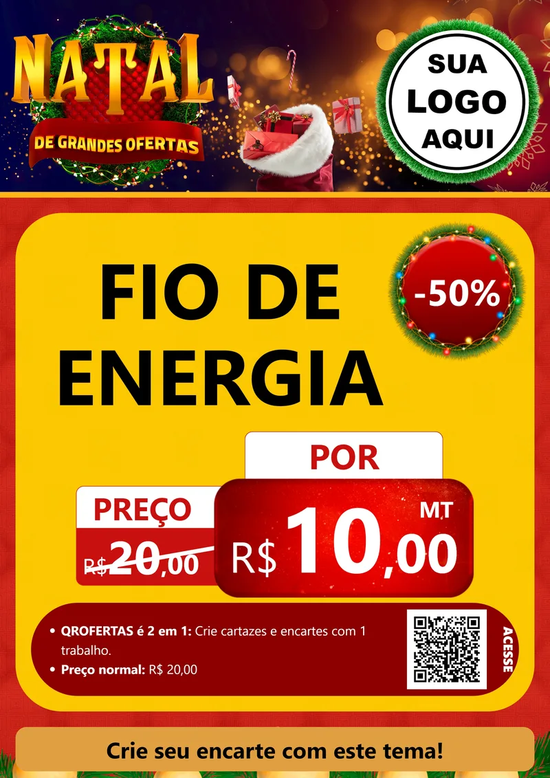 Modelo de Cartaz para Cartaz A4 Vertical com o tema Natal de Grandes Ofertas para Materiais Elétricos