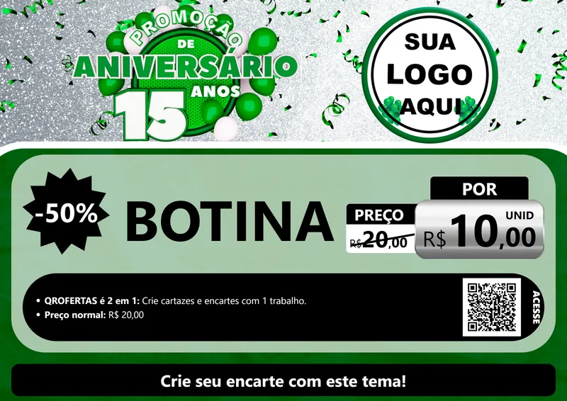 Modelo de Cartaz para Cartaz A4 Horizontal com o tema Promoção de Aniversário - 15 Anos para Agropecuária