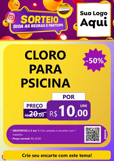 Modelo de Cartaz para Cartaz A4 Vertical com o tema Sorteio para Produtos para Piscina