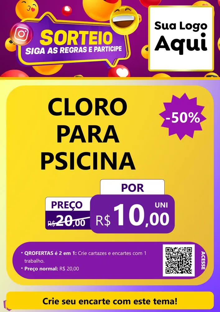 Modelo de Cartaz para Cartaz A4 Vertical com o tema Sorteio para Produtos para Piscina