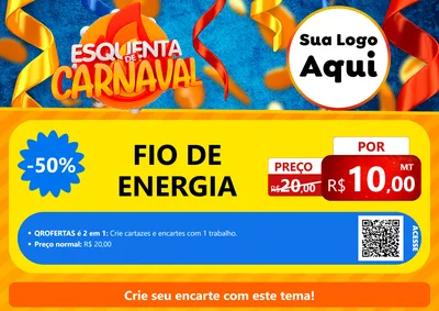 Modelo de Cartaz para Cartaz A4 Horizontal com o tema Esquenta de Carnaval para Materiais Elétricos