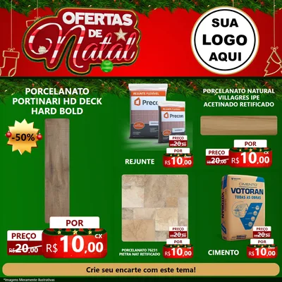 Modelo de Rede Social para Feed Facebook com o tema Ofertas de Natal para Pisos e revestimentos