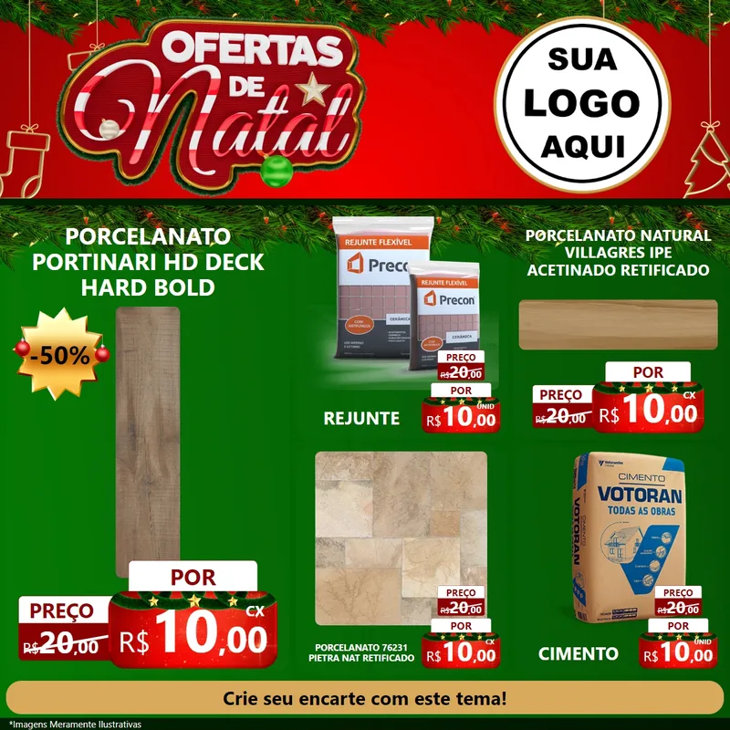 Modelo de Rede Social para Feed Facebook com o tema Ofertas de Natal para Pisos e revestimentos