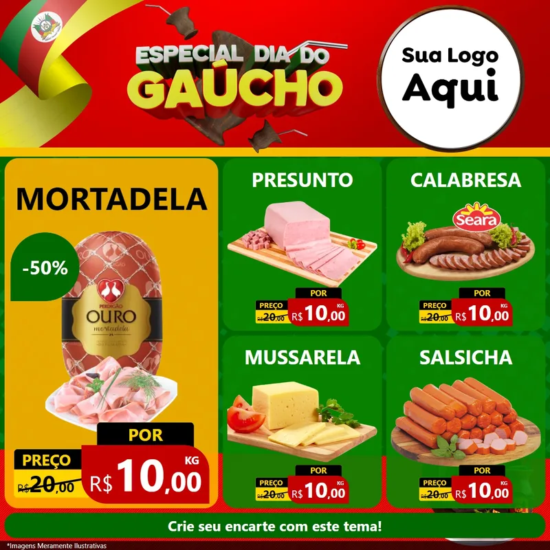 Modelo de Rede Social para Feed Facebook com o tema Especial Dia do Gaúcho para Frios e Laticínios