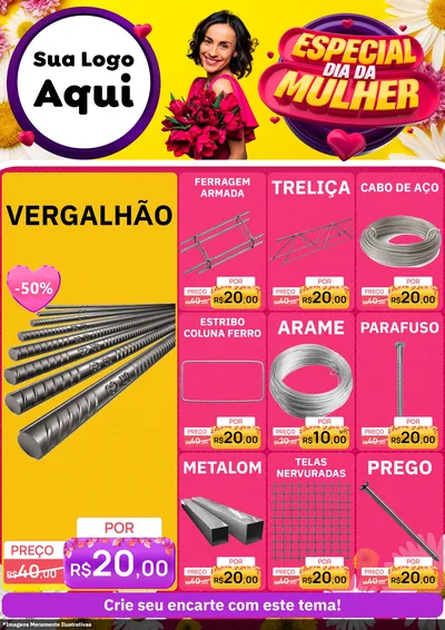 Modelo de Encarte para Encarte A4 Vertical com o tema Especial Dia da Mulher para Ferragens