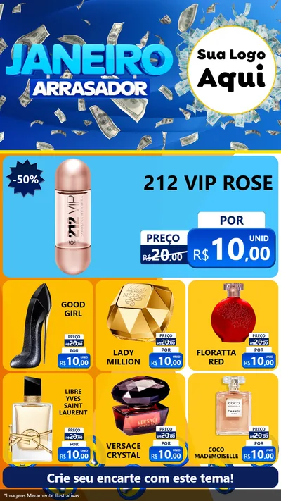 Modelo de Rede Social para Stories com o tema Janeiro Arrasador para Perfumes