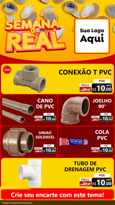Modelo de TV para TV Vertical com o tema Semana do Real para Tubos e conexões