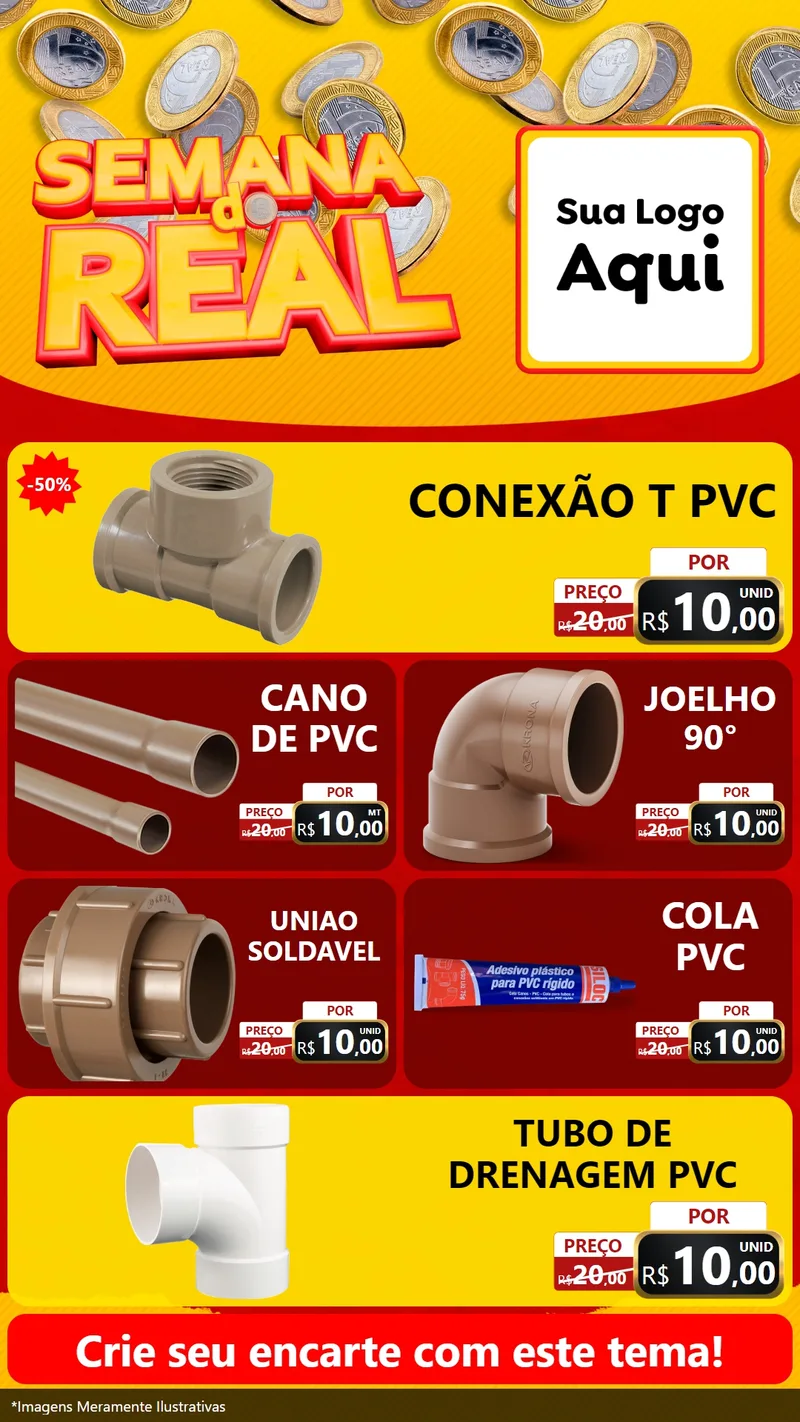 Modelo de TV para TV Vertical com o tema Semana do Real para Tubos e conexões