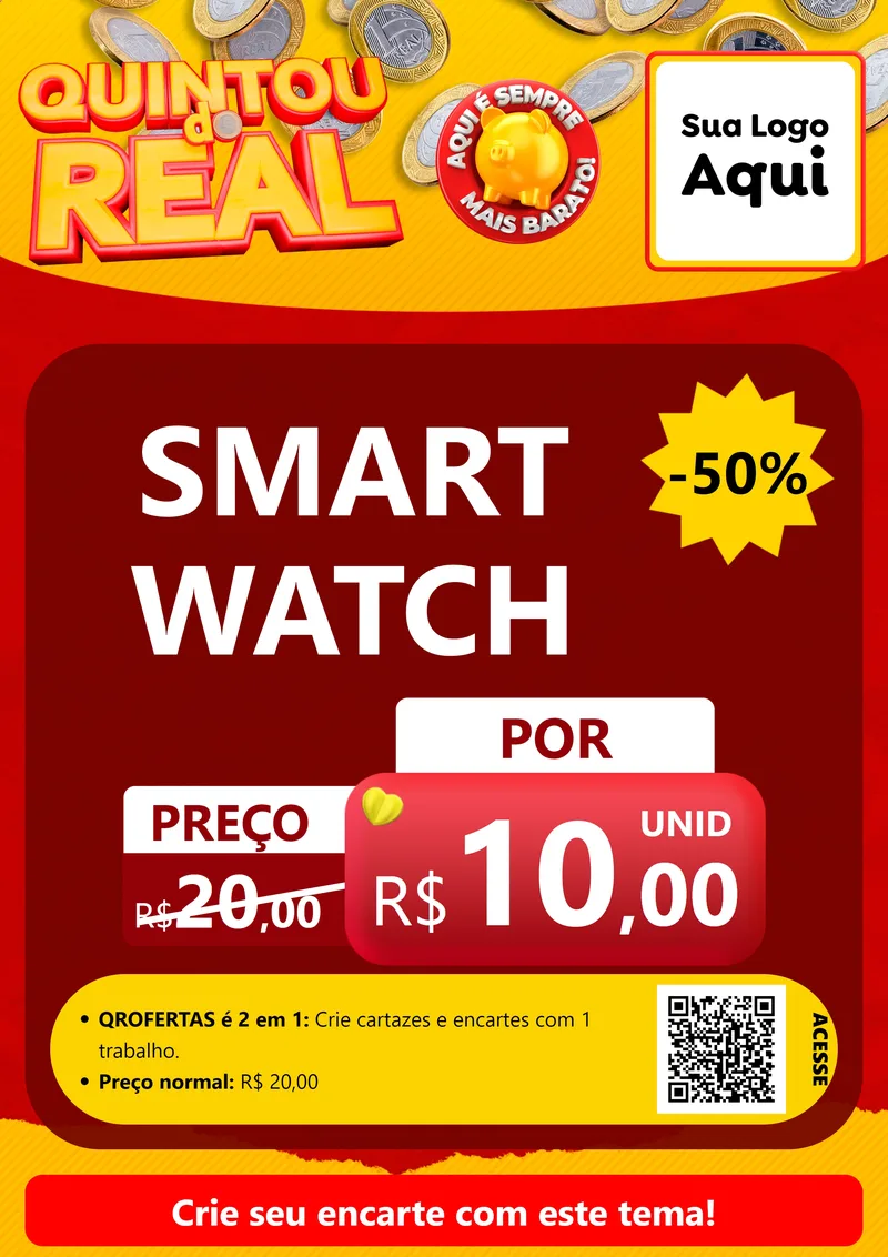 Modelo de Cartaz para Cartaz A4 Vertical com o tema Quintou do Real para Informática