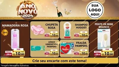 Modelo de TV para TV Horizontal com o tema Feliz Ano Novo 2027 para Bebês