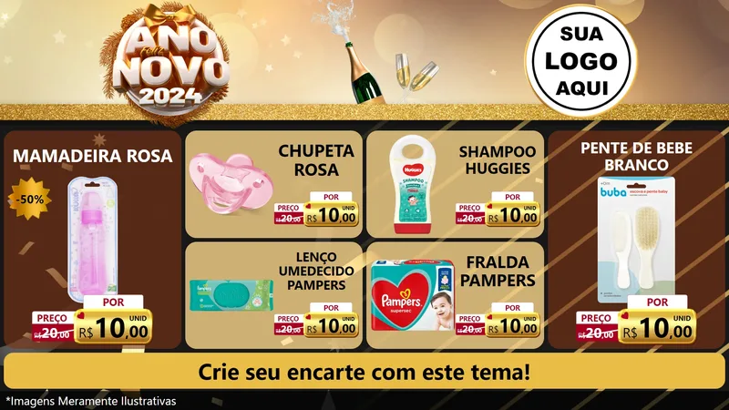 Modelo de TV para TV Horizontal com o tema Feliz Ano Novo 2027 para Bebês