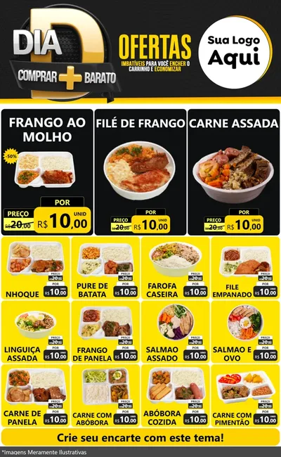 Modelo de Encarte para Encarte Grande com o tema Dia D Mais Economia para Restaurante
