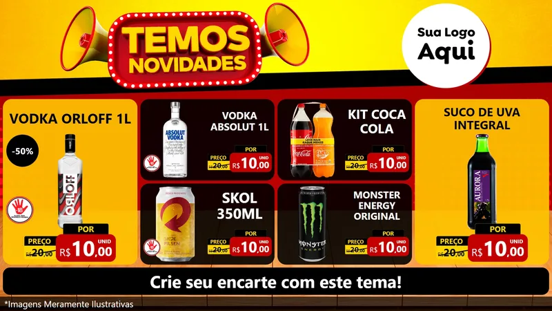 Modelo de TV para TV Horizontal com o tema Temos Novidades para Distribuidora de bebidas