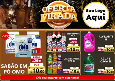 Modelo de Encarte para Encarte A4 Horizontal com o tema Oferta da Virada para Produtos de Limpeza