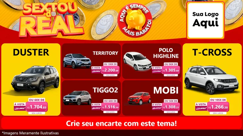 Modelo de TV para TV Horizontal com o tema Sextou do Real para Concessionaria de Carros