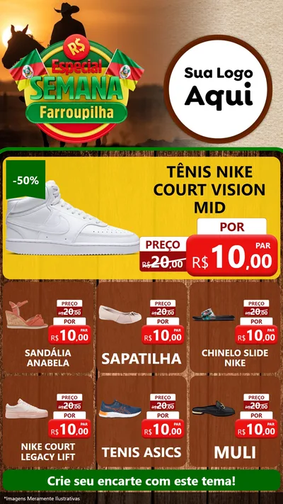 Modelo de Rede Social para Stories com o tema Especial Semana Farroupilha para Calçados