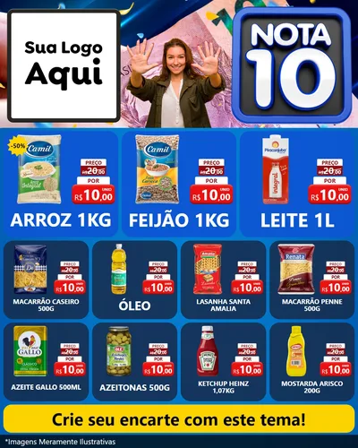 Modelo de Rede Social para Feed Instagram com o tema Nota 10 para Supermercado