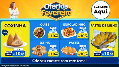 Modelo de TV para TV Horizontal com o tema Ofertas de Fevereiro para Salgadaria