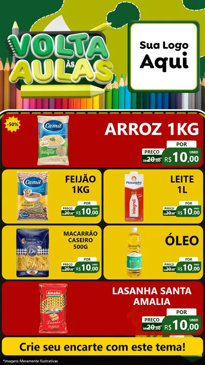 Modelo de TV para TV Vertical com o tema Volta às Aulas para Supermercado