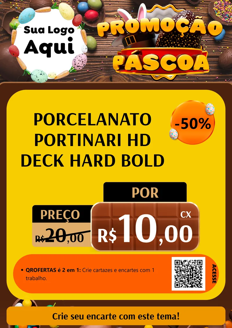 Modelo de Cartaz para Cartaz A4 Vertical com o tema Promoção Páscoa para Pisos e revestimentos