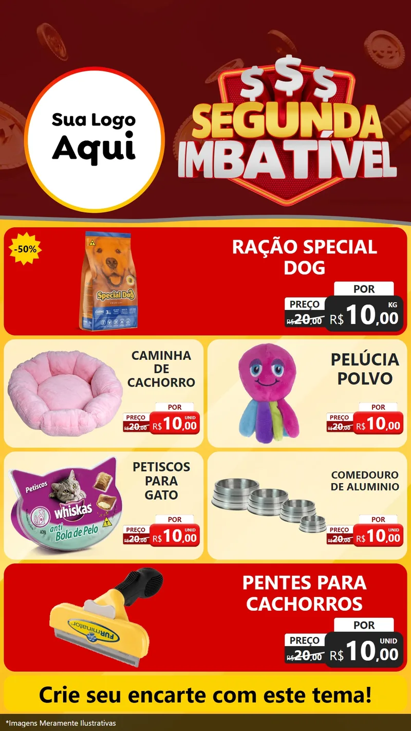 Modelo de TV para TV Vertical com o tema Segunda Imbatível para Pet Shop