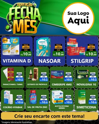 Modelo de Rede Social para Feed Instagram com o tema Operação Fecha Mês para Farmácia
