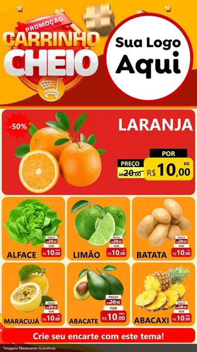 Modelo de Rede Social para Stories com o tema Promoção carrinho cheio para Hortifrúti