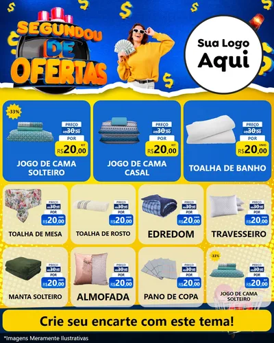Modelo de Rede Social para Feed Instagram com o tema Segundou de Ofertas para Cama, Mesa e Banho