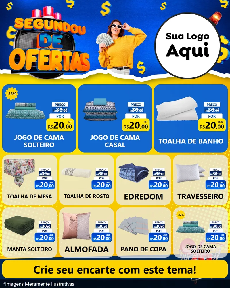 Modelo de Rede Social para Feed Instagram com o tema Segundou de Ofertas para Cama, Mesa e Banho