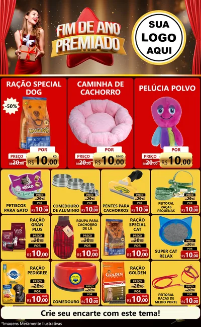 Modelo de Encarte para Encarte Grande com o tema Fim de Ano Premiado para Pet Shop